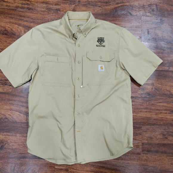 Carharrt FORCE Relaxed Fit Short Sleeve Button Front Collared Shirt Men's Medium - Picture 2 of 14